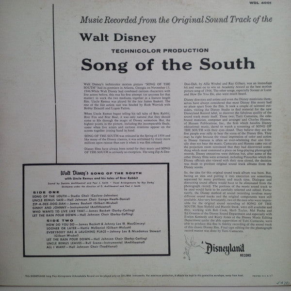 Various : Song Of The South (LP, Album, Mono, RP)