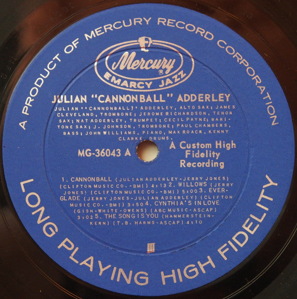 Julian "Cannonball" Adderley* : Julian "Cannonball" Adderley (LP, Album, Mono, RP)