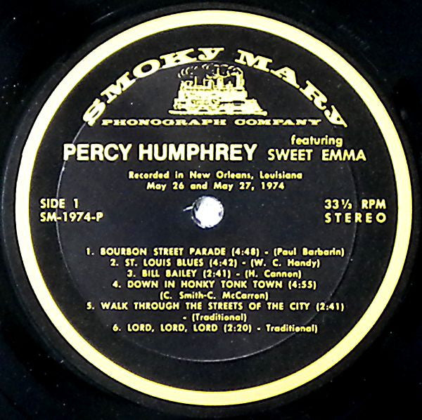 Percy Humphrey Featuring Sweet Emma : Living New Orleans Jazz - 1974 (LP, Album)
