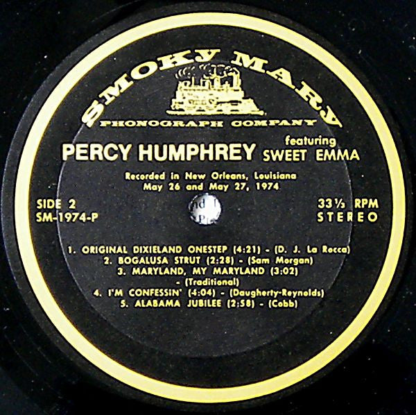 Percy Humphrey Featuring Sweet Emma : Living New Orleans Jazz - 1974 (LP, Album)