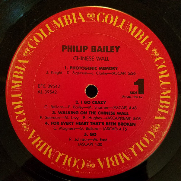 Philip Bailey : Chinese Wall (LP, Album, Pit)