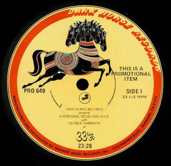 George Harrison : Dark Horse Records Presents A Personal Music Dialogue With George Harrison At 33 1/3  (LP, Promo)