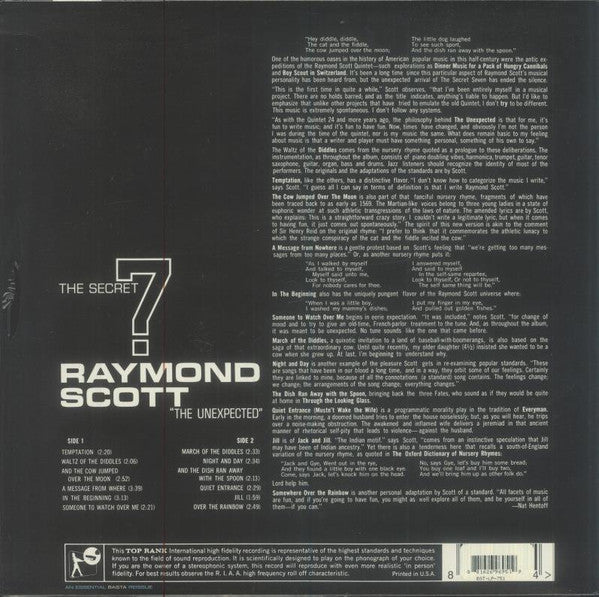Raymond Scott And The Secret 7 : The Unexpected (LP, Album, RE, RM)