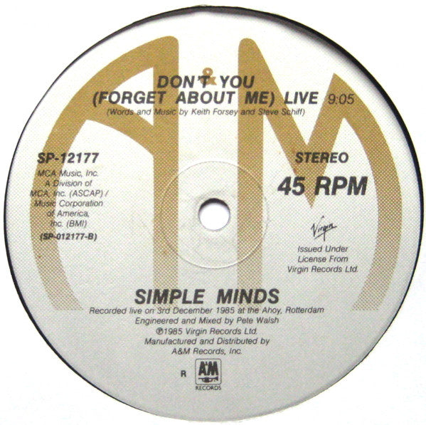 Simple Minds : All The Things She Said / Don't You (Forget About Me) Live (12", RCA)