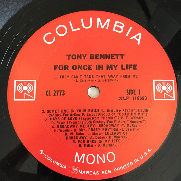 Tony Bennett : For Once In My Life (LP, Album, Mono)