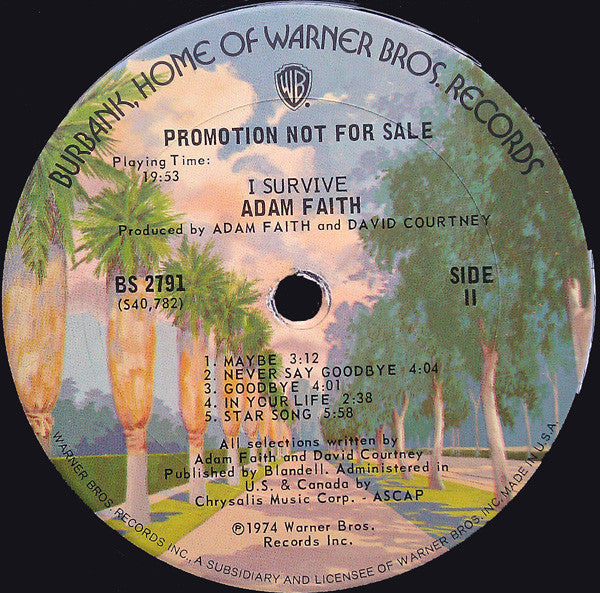 Adam Faith : I Survive (LP, Album, Promo)
