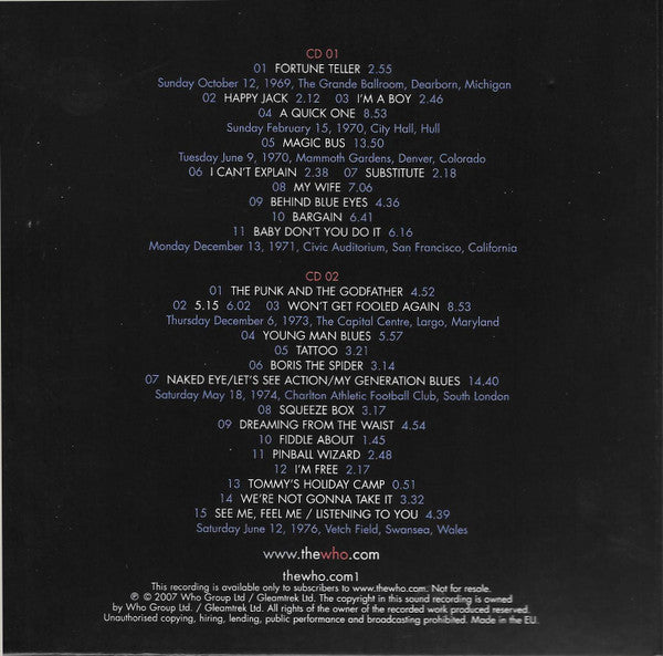 The Who : View From A Backstage Pass (2xCD, Album, Comp)