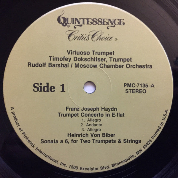 Joseph Haydn, Heinrich Ignaz Franz Biber, Johann Nepomuk Hummel - Timofej Dokschizer, Rudolf Barshai, Moscow Chamber Orchestra : Virtuoso Trumpet (LP, Album, RE)