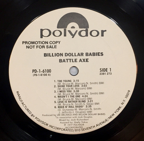 Billion Dollar Babies : Battle Axe (LP, Album, Promo)