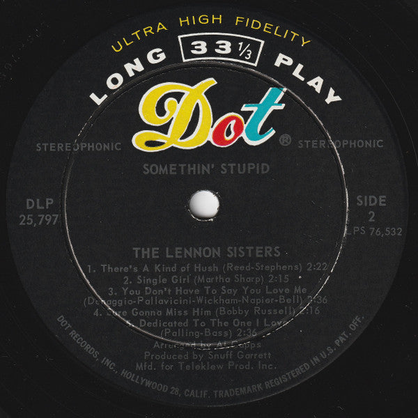 The Lennon Sisters : Somethin' Stupid (LP, Ind)