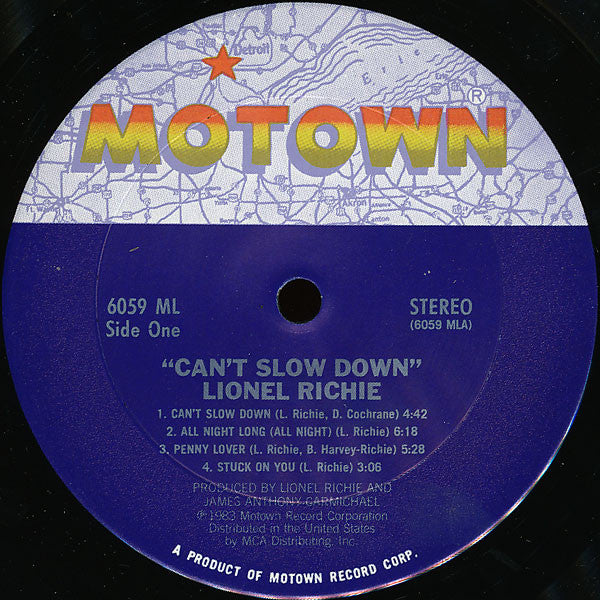 Lionel Richie : Can't Slow Down (LP, Album, Club, CRC)