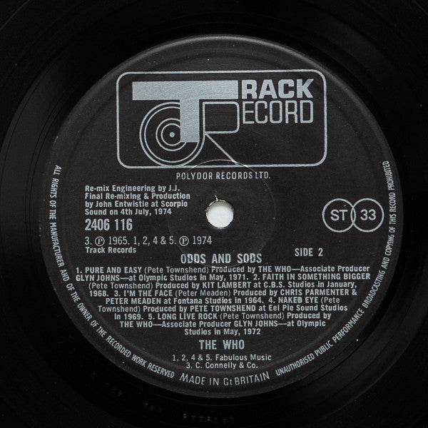 The Who : Odds And Sods (LP, Album, RE)