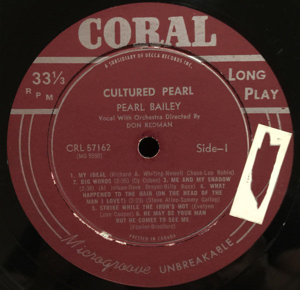 Pearl Bailey : Cultured Pearl (LP, Album, Mono)