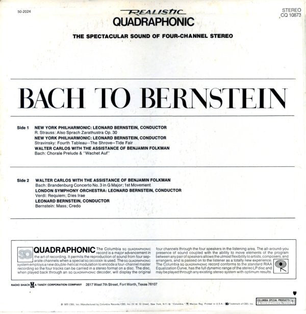 Various : Bach To Bernstein (LP, Comp, Quad)