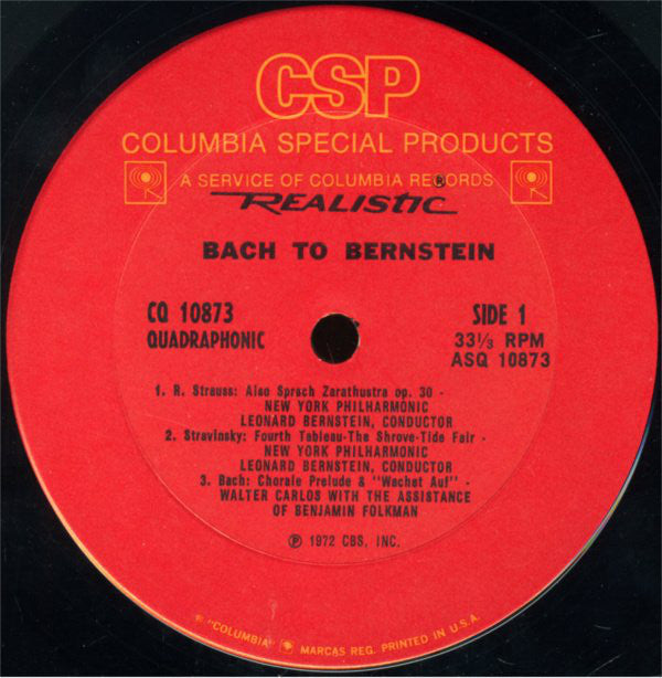Various : Bach To Bernstein (LP, Comp, Quad)