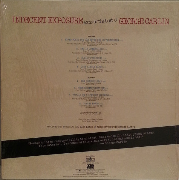 George Carlin : Indecent Exposure: Some Of The Best Of George Carlin (LP, Comp, Mon)