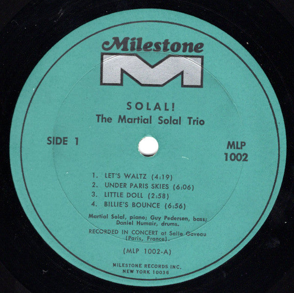 Martial Solal Trio : Solal! (LP, Comp, Mono, RM)