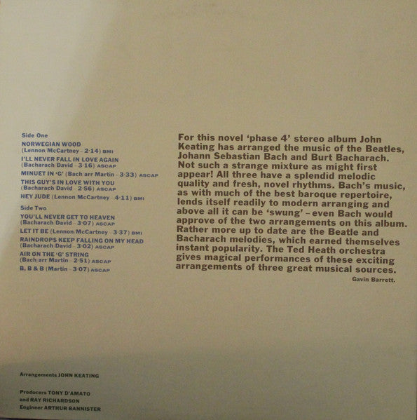 The Ted Heath Orchestra* : The Ted Heath Orchestra Plays Beatles, Bach & Bacharach (LP, Gat)