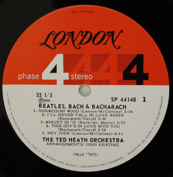 The Ted Heath Orchestra* : The Ted Heath Orchestra Plays Beatles, Bach & Bacharach (LP, Gat)