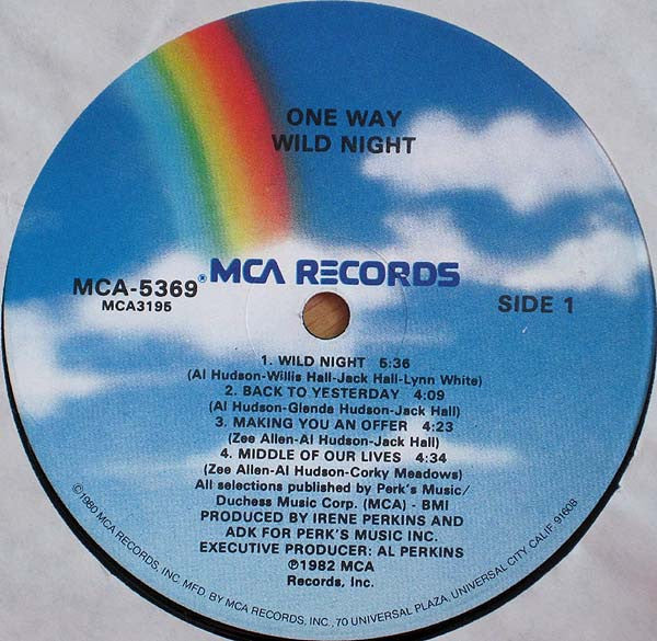 One Way : Wild Night (LP, Album, Glo)