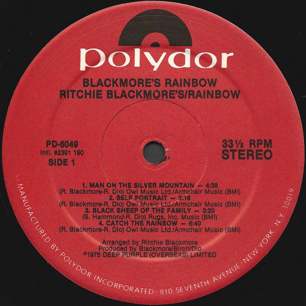 Rainbow : Ritchie Blackmore's Rainbow (LP, Album, RE, 53-)