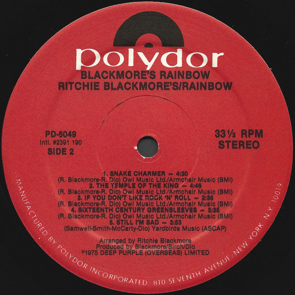 Rainbow : Ritchie Blackmore's Rainbow (LP, Album, RE, 53-)