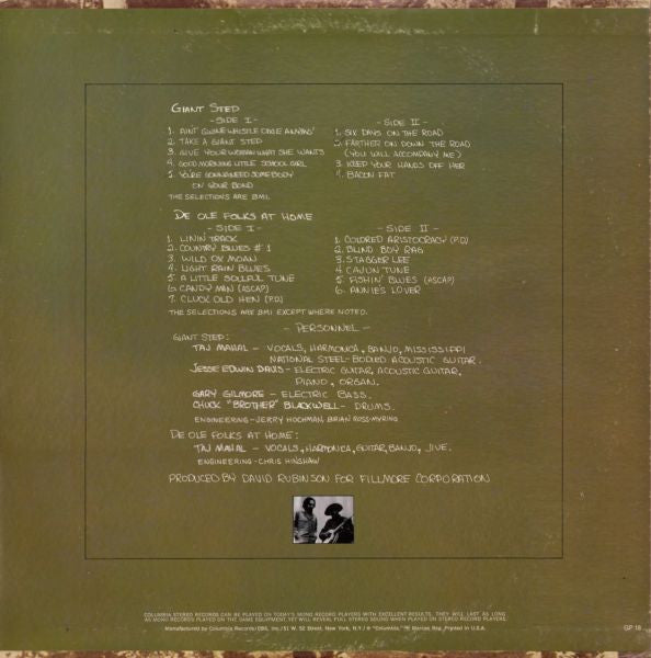 Taj Mahal : Giant Step / De Ole Folks At Home (2xLP, Album, Ter)