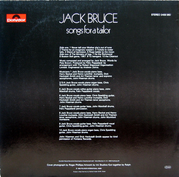 Jack Bruce : Songs For A Tailor (LP, Album, RE)