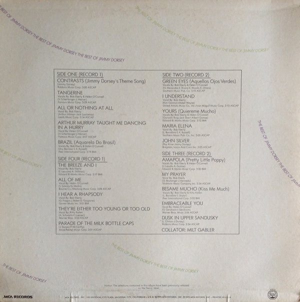 Jimmy Dorsey : The Best Of Jimmy Dorsey (2xLP, Comp)