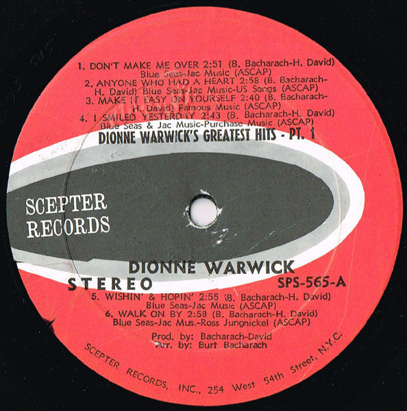 Dionne Warwick : Dionne Warwick's Golden Hits - Part One (LP, Comp)