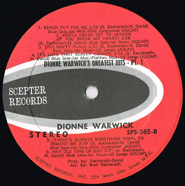 Dionne Warwick : Dionne Warwick's Golden Hits - Part One (LP, Comp)