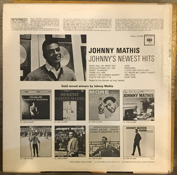 Johnny Mathis : Johnny's Newest Hits (LP, Comp)