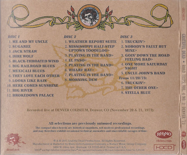 Grateful Dead* : Road Trips Vol. 4 No. 3: Denver '73 / Road Trips 2011 Bonus Disc (3xHDCD, Album + HDCD, Album)