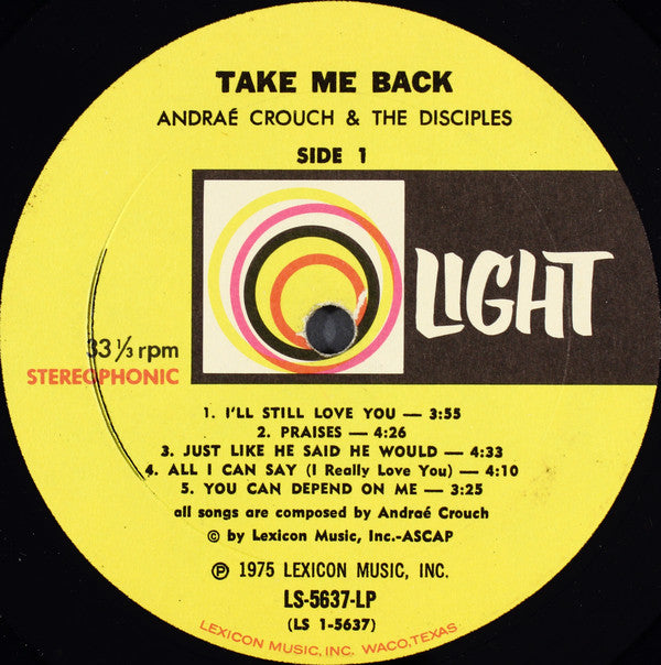 Andraé Crouch And The Disciples* : Take Me Back (LP, Album, Res)