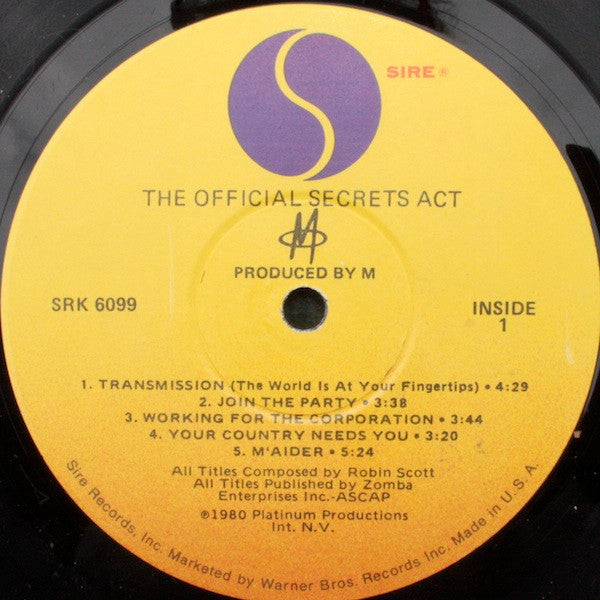 M (2) : The Official Secrets Act (LP, Album)