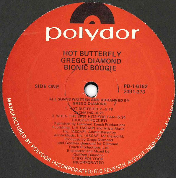 Gregg Diamond, Bionic Boogie : Hot Butterfly (LP, Album, GRT)
