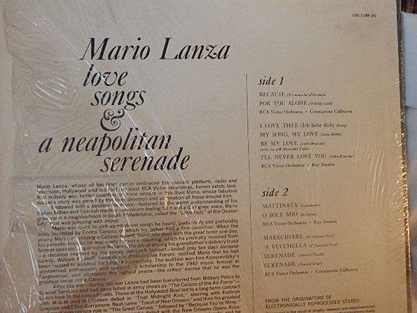 Mario Lanza : Love Songs And A Neapolitan Serenade (LP)
