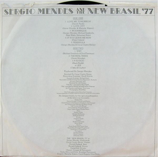 Sérgio Mendes & The New Brasil '77 : Sergio Mendes And The New Brasil '77 (LP, Album, SP)