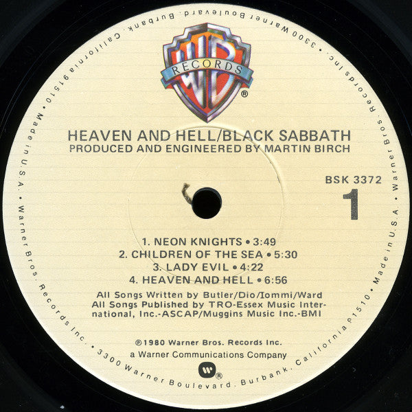Black Sabbath : Heaven And Hell (LP, Album, Jac)