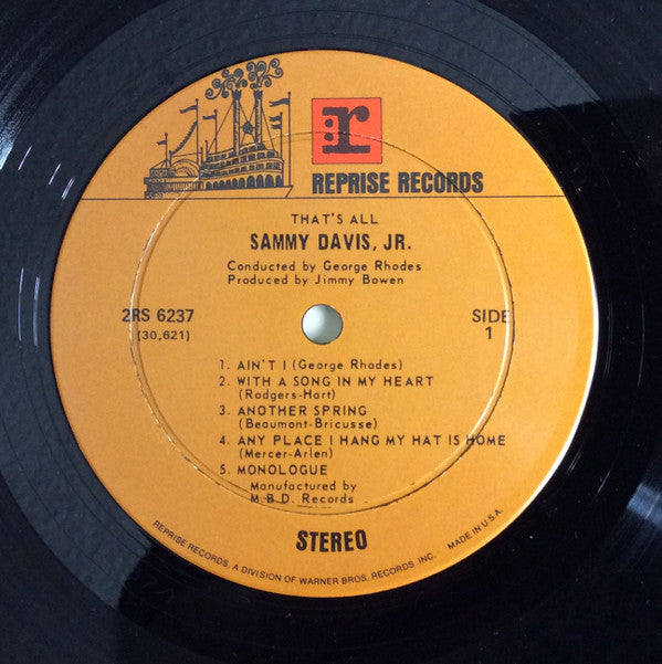 Sammy Davis Jr. : That's All! Recorded Live At The Sands Hotel, Las Vegas (2xLP, Album)