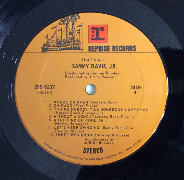 Sammy Davis Jr. : That's All! Recorded Live At The Sands Hotel, Las Vegas (2xLP, Album)