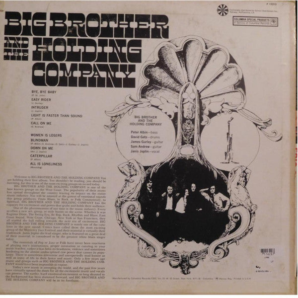 Big Brother & The Holding Company Featuring Janis Joplin : Big Brother & The Holding Company (LP, Album, RE)