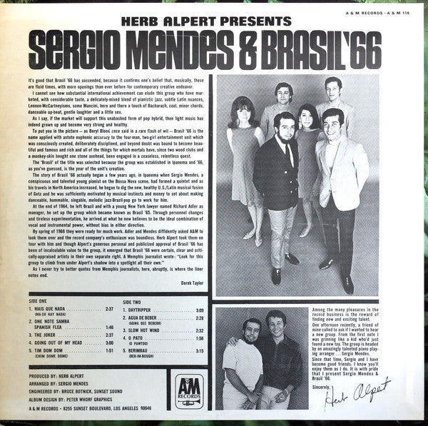 Sergio Mendes & Brasil '66* : Herb Alpert Presents Sergio Mendes & Brasil '66 (LP, Album)