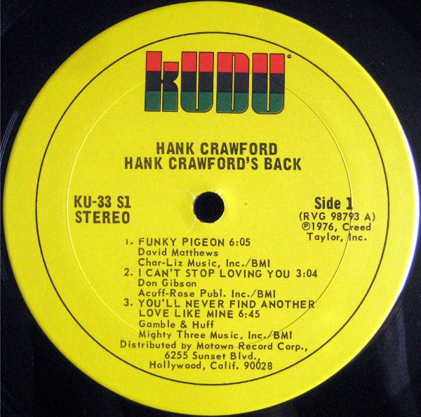 Hank Crawford : Hank Crawford's Back (LP, Album)