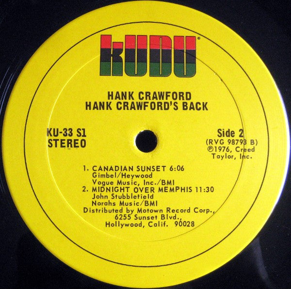 Hank Crawford : Hank Crawford's Back (LP, Album)