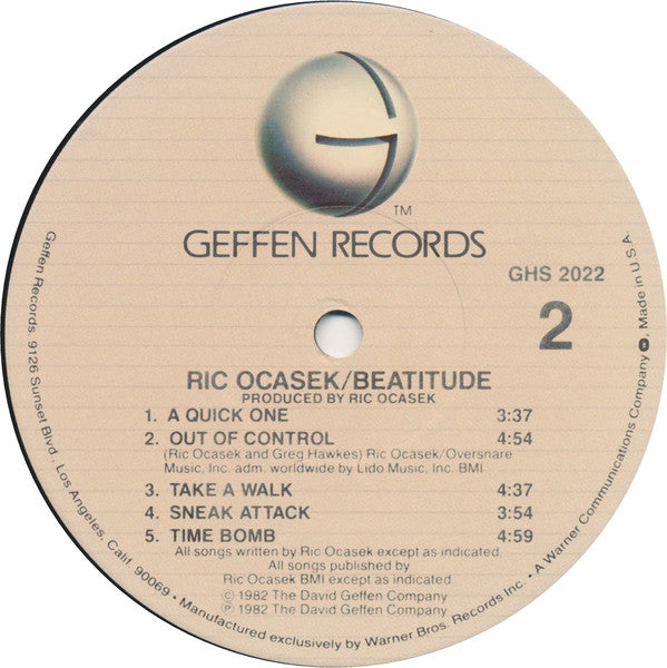 Ric Ocasek : Beatitude (LP, Album, Jac)
