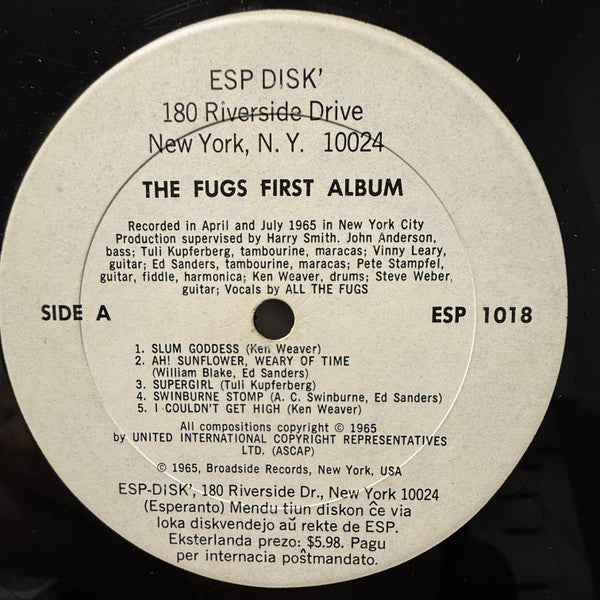 The Fugs : The Fugs First Album (LP, Album, Mono, RE)