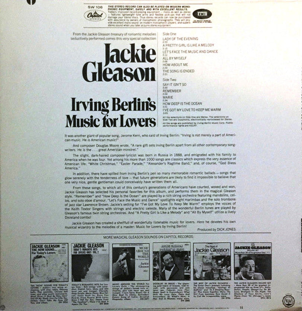 Jackie Gleason : Irving Berlin's Music For Lovers (LP, Album)
