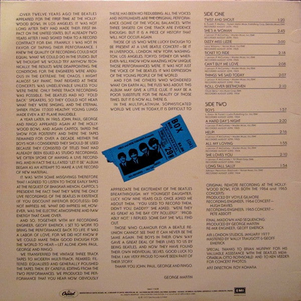 The Beatles : The Beatles At The Hollywood Bowl (LP, Album, Emb)