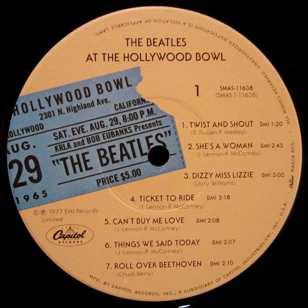 The Beatles : The Beatles At The Hollywood Bowl (LP, Album, Emb)